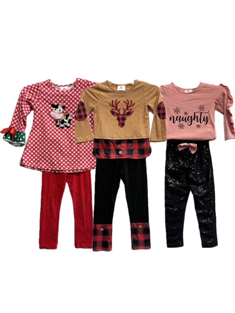 Ruffle Girl Christmas Shirt & Pants Outfit Bundle Size 6